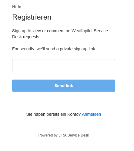 Registrieren Servicedesk